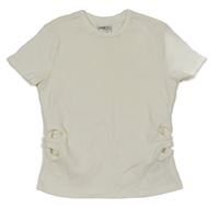 Biele rebrované crop tričko Page one young