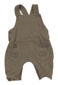 Hnedo-sivé na traké tepláky s medvídkem Pú George