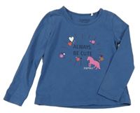 Modré tričko s koněm a nápisom Esprit