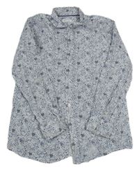 Bielo-modrá kvetovaná košeľa Vertbaudet