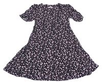 Černé šaty s květinami Next