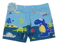 Nové - modro-mintové kraťasy s dinosaurami