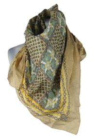 Dámský béžový šátek so vzorom