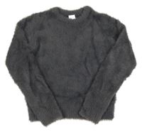 Tmavosivý chlpatý sveter Next