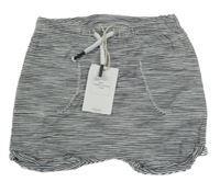 Nové - Sivo-biele pruhované bavlnené kraťasy Next