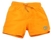 Neónově oranžové plážové kraťasy s potlačou F&F