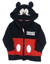 Čierno-červená prepínaci mikina s kapucí- Mickey Mouse Disney