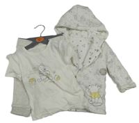 Nové - 3set - Bílá propínací zateplená mikina s Púem + tričko + tepláky George