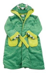 Zelený chlupatý župan s kapucí - dinosaurus