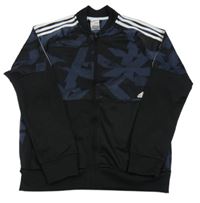 Černo-tmavomodrá sportovní propínací mikina s logem Adidas