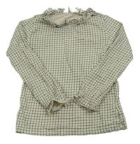 Bílo-zelené kostkované triko H&M
