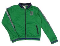 Zelená propínací sportovní mikina s tygrem z flitrů D-zine