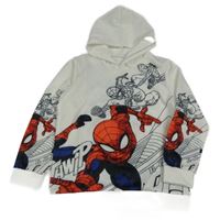Bílá mikina se Spidermanem a kapucí 