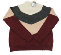 Nové - Béžovo-antracitovo-vínový svetr Primark