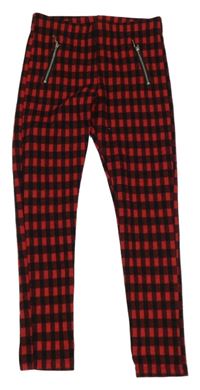 Černo-červené kostkované úpletové tregíny F&F