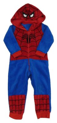 Červeno-modrá chlupatá kombinéza s kapucí - Spiderman Marvel