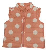 Broskvová bodkovaná á šušťáková ľahká zateplená vesta