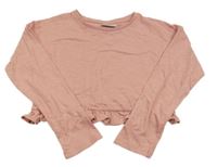 Ružové crop tričko s volánikom Matalan