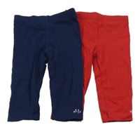 2x legíny - tmavomodré + červené 