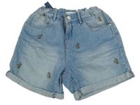 Modré rifľové kraťasy s výšivkami Name it