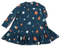 Petrolejové bodkovaná é bavlnené šaty