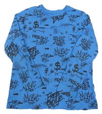 Modré tričko s nápismi Primark
