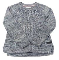 Tmavomodro-svetloružový melírovaný sveter so vzorom zn. H&M