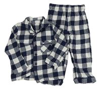 Tmavomodro-bílé kostkované flanelové pyžamo Matalan