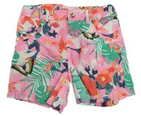 Bílo-barevné plátěné kraťasy s květy H&M