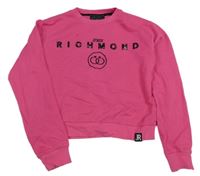 Ružová crop mikina s nápisom a smajlíkom Richmond