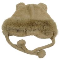 Béžová kožušinová čapica s uškami