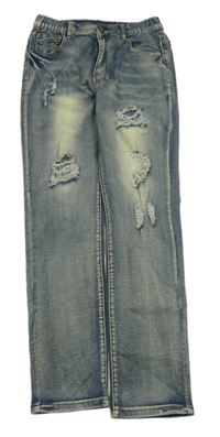 Modro-béžové rifle s prošoupáním 