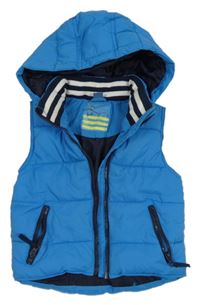 Azurová šušťáková prešívaná zateplená vesta s kapucňou Dopodopo