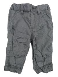 Šedo-bílé kostkované plátěné kalhoty H&M