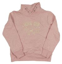 Svetloružová mikina s koníkem a golierom Yigga