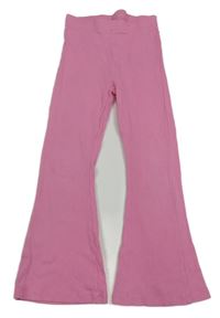 Růžové žebrované teplákové zvonové kalhoty George 