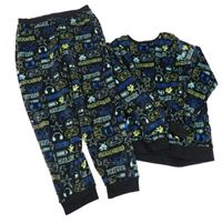 Černé plyšové pyžamo s ovladači F&F