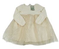 Nové - Smetanovo-zlaté žinylkovo/tylové šaty H&M