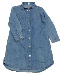 Modré riflové propínací šaty s límečkem H&M