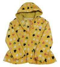 Žltá srdiečkovaná prepínaci mikina s kapucňou