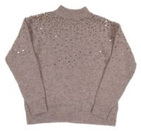 Starorůžový svetr s flitry a stojáčkem Next 