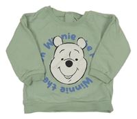 Svetlozelená mikina s medvídkem Pú