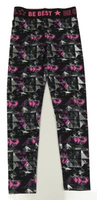 Čierno-sivo-ružové vzorované športové legíny Ergeenomixx