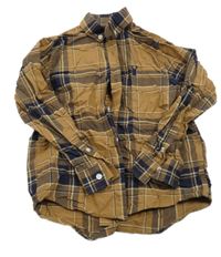 Béžovo-tmavomodrá kockovaná košeľa Next