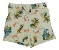 Smotanové bavlnené kraťasy s Mickeym Disney
