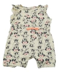 Smetanový bavlněný letní overal s Minnie Disney 