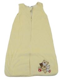 Žlutý sametový zateplený overal s medvídky Lupilu