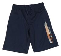 Tmavomodré športové kraťasy s nápisom Infinity