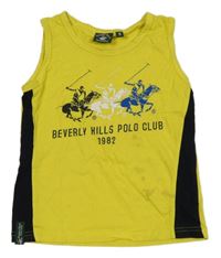Žlto-čierne tielko s logom Beverly Hills Polo Club