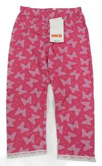 Nové - Ružové capri legíny s motýlikmi Kids